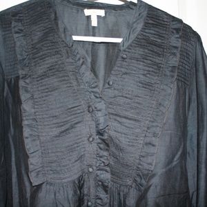 Dark Navy ruffled pleated blouse